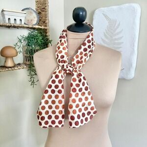 Vintage Brown Retro 70s Polka Dot Scarf